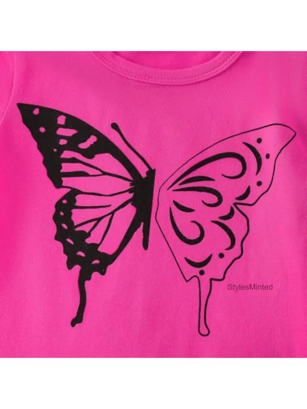 Toddler Girl 2PC Leopard Butterfly Top & Shorts Set Cotton Spandex